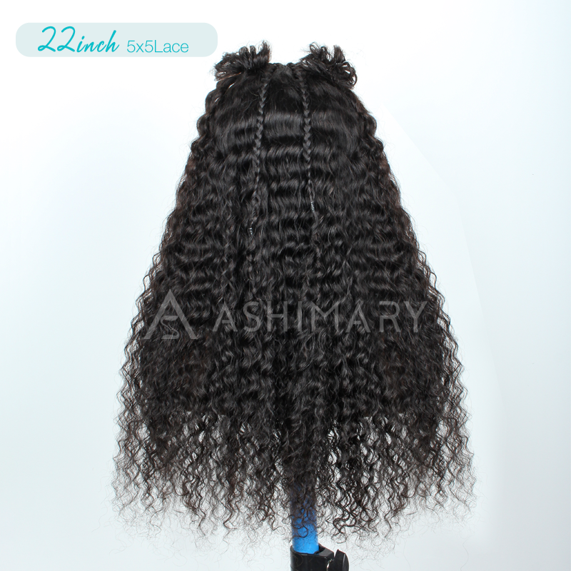 Micro French Braids 5x5 Pre-Cut Lace Deep Wave Human Hair Wig Natural Color - Image 6