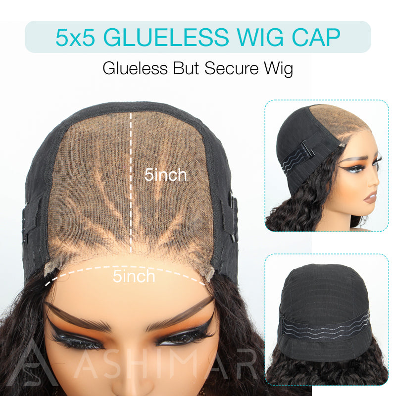 Micro French Braids 5x5 Pre-Cut Lace Deep Wave Human Hair Wig Natural Color - Image 7