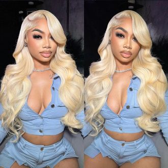 613 Blonde Body Wave Pull Go 13x6 Full Pre-Cut Glueless Lace Front Wig Brazilian Human Hair