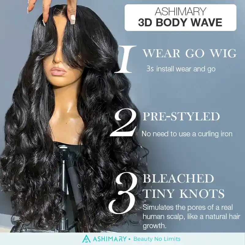 Air Wig| Ready To Go Body Wave HD Transparent Lace Human Hair Wig Easy on Easy off with Pre Plucked Hairline & Bleached Knots - Image 12