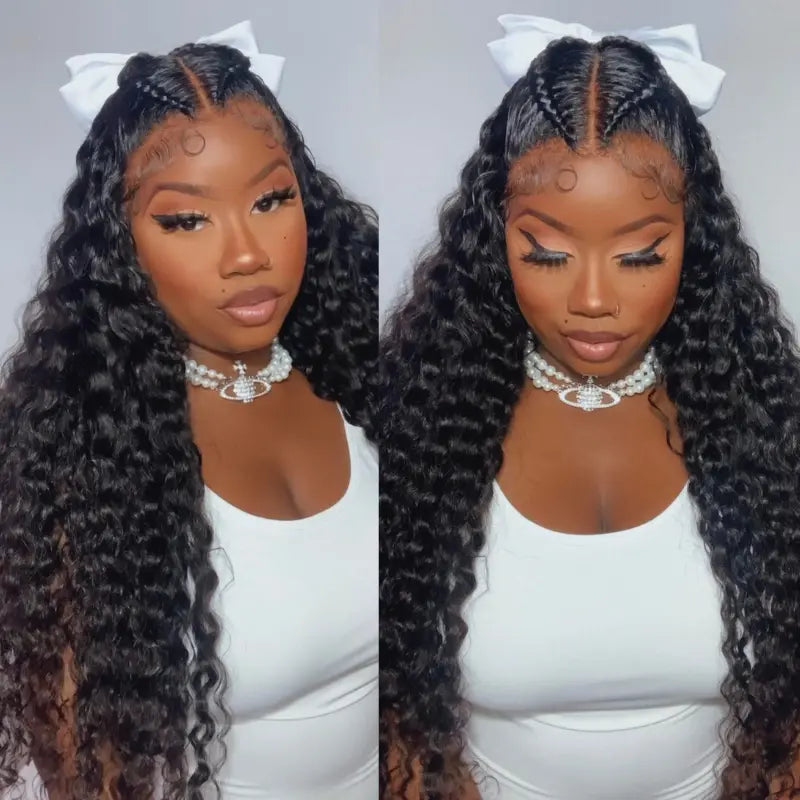 Pre Braid with Pre Baby Hair 10x6 Parting Max Pre Cut Transparent Lace Frontal Glueless Water Wave Wig Put On & Go Human Hair - Image 6