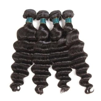 4 Bundles 9A Loose Deep Wave Brazilian Human Hair Bundles Natural Color