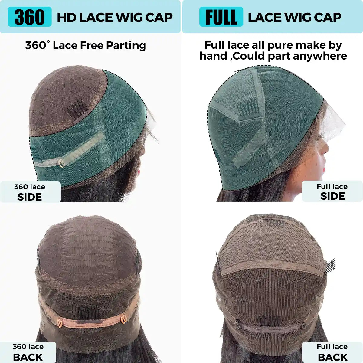 Full Lace Wig Brazilian Human Hair Straight Hair Full Scalp Lace Wigs Natural Color 180% Density - Image 11