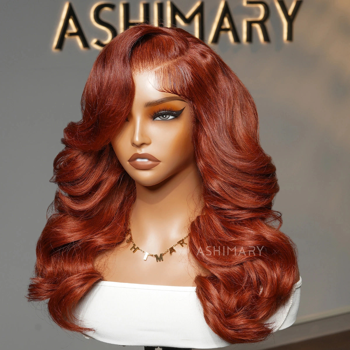 Reddish Brown Peacock Curls Pull & Go 13x6 Full Lace Front Glueless Wig Pre-Styled Heavy Layers - Image 4