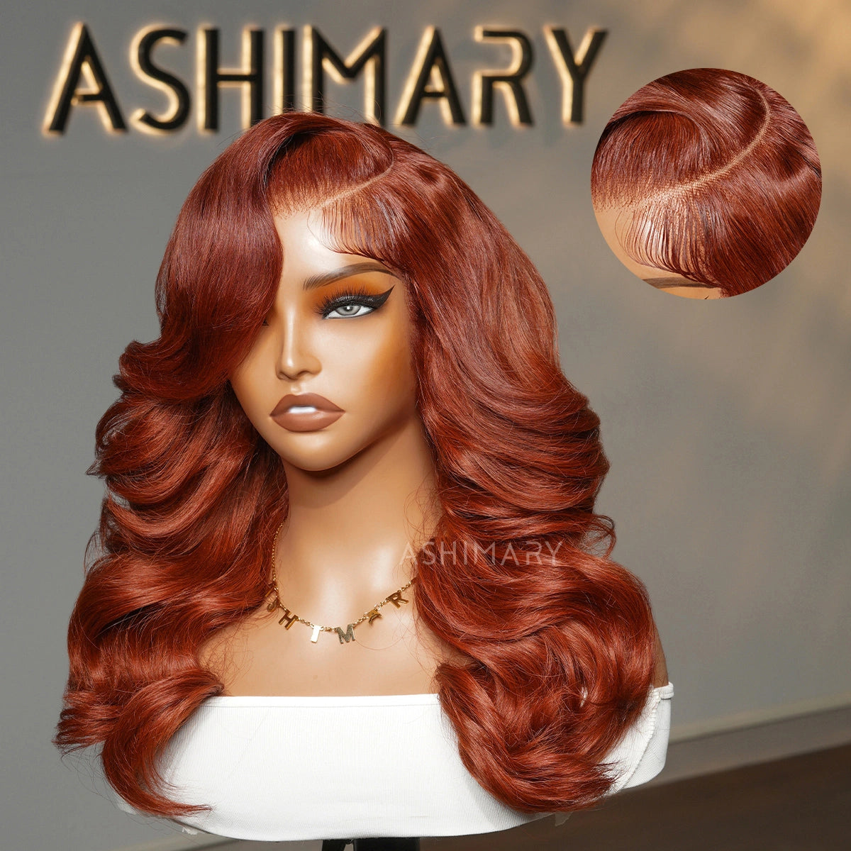 Reddish Brown Peacock Curls Pull & Go 13x6 Full Lace Front Glueless Wig Pre-Styled Heavy Layers - Image 8