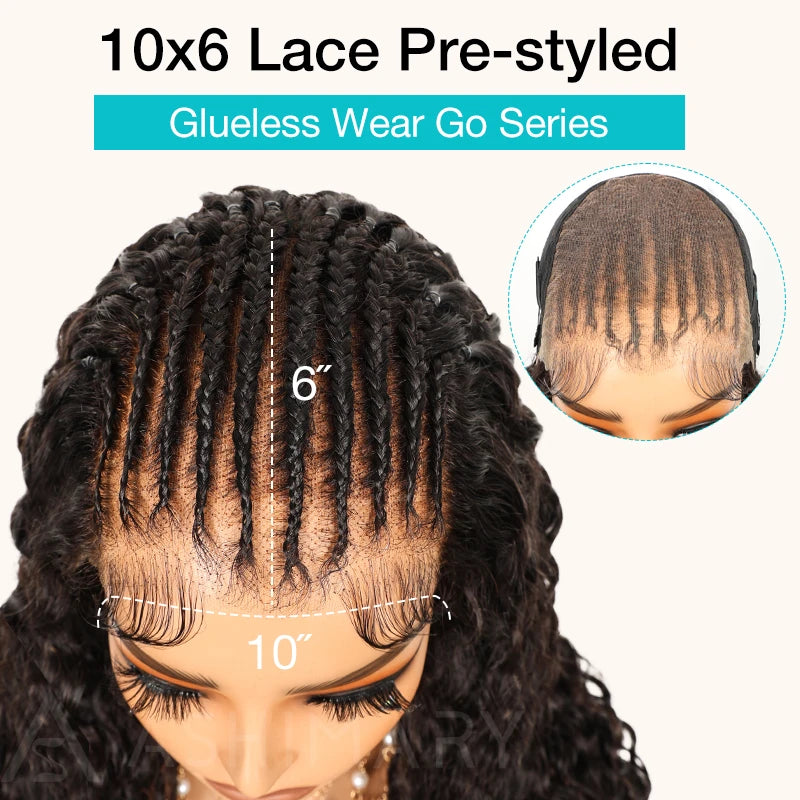 Pre-Braided Styles 10x6 Parting Max Pre Cut Transparent Lace Frontal Glueless Wig Put On & Go Human Hair - Image 15