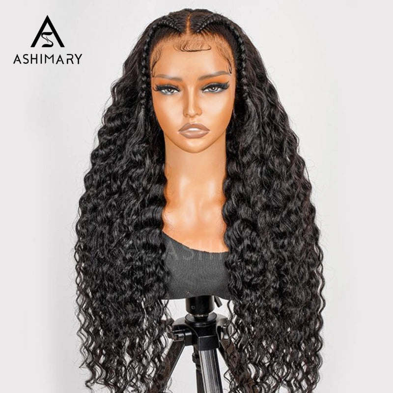 Pull Go 13x6 Full Wig Deep Wave Transparent Lace Frontal Wig Natural Black Color - Image 16