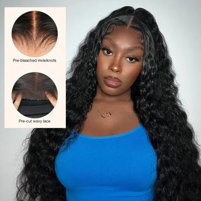 Pull Go 13x6 Full Wig Transparent Glueless Lace Loose Deep Wave Wig Natural Black Color - Image 3