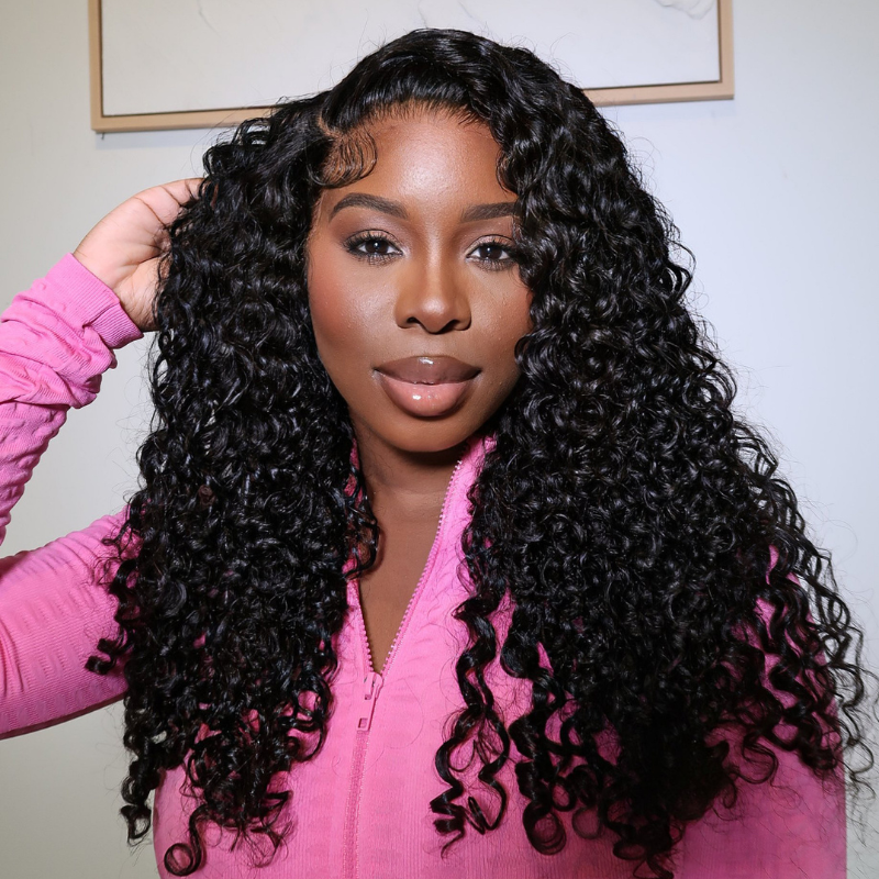 Pull Go 13x6 Full Glueless Lace Wig Transparent Lace Kinky Curly Wig Natural Black Color - Image 2