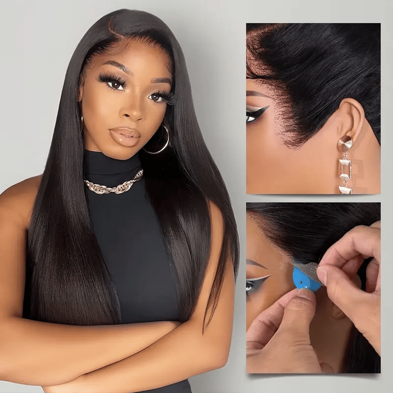 Pull Go 13x6 Full Wig Transparent Lace Parting Max Yaki Straight Wig Natural Black Color Ashimary Hair