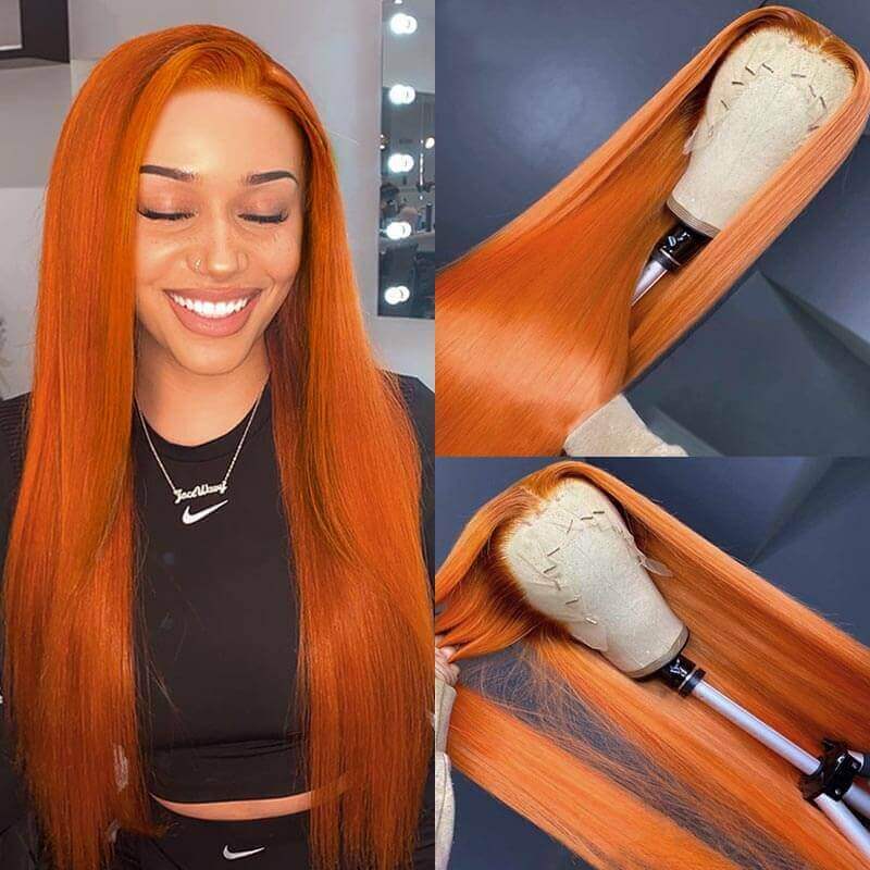 Ginger Color Wig 13*4 13*6 Lace Wigs 180% 250% Density Lace Front Wigs Ashimary Virgin Hair - Image 5