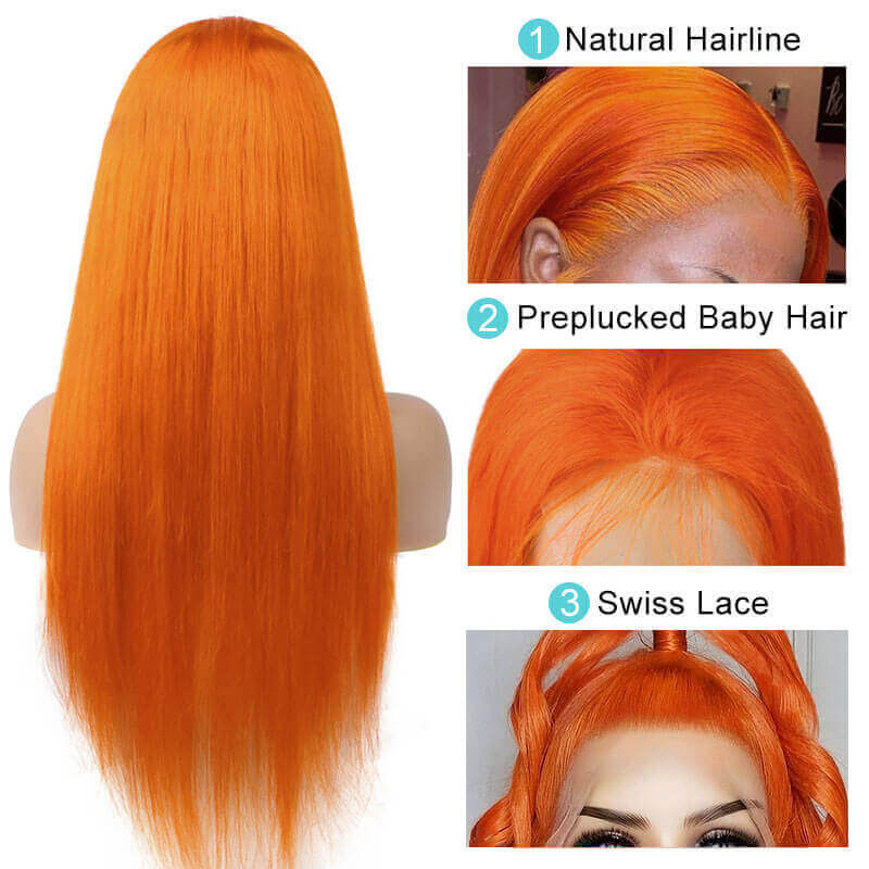 Ginger Color Wig 13*4 13*6 Lace Wigs 180% 250% Density Lace Front Wigs Ashimary Virgin Hair - Image 3