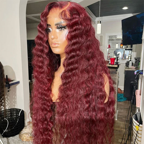 13*4 13*6 Loose Deep Wave 99J Burgundy Curly Wig Frontal Wigs Ashimary Virgin Hair Front Wigs - Image 5