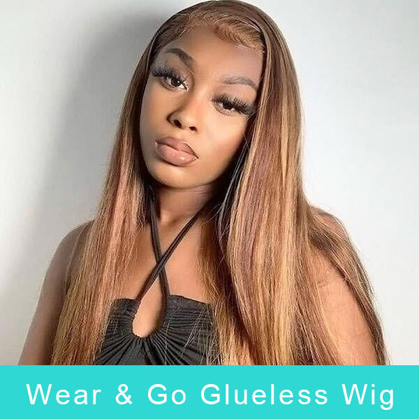 Effortless Wear & Go Glueless Highlight Straight 13x4 Lace Front Ready to Wear Wig Pre Bleach Knots & Plucked Hairline & Pre-cut Lace - Image 2