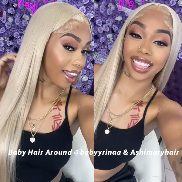 Ashimary Ash Blonde Straight Hair Lace Frontal Wigs Online For Sale - Image 7