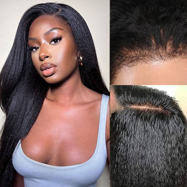 Wear & Go Pre Cut Lace 13x4 Frontal Kinky Straight Glueless Wig With With Pre Bleach Knots & Plucked Hairline - Image 3