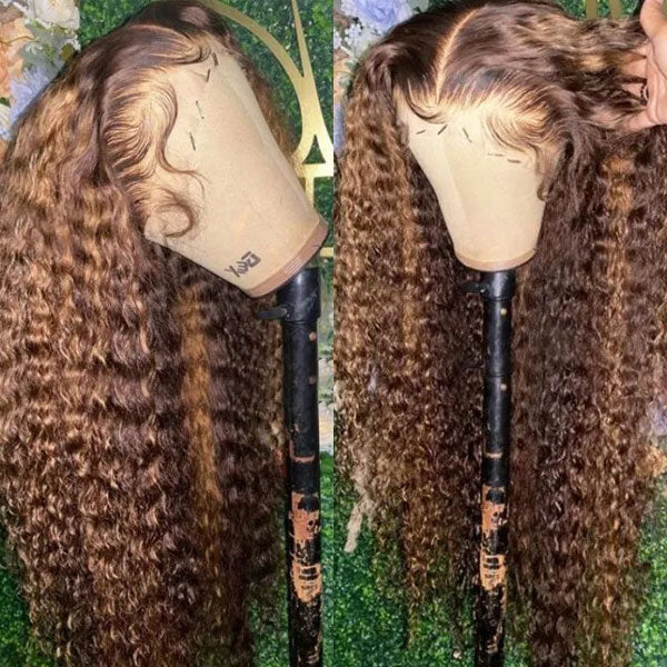 Boho-Chic Ready to Wear Breathable Highlight Water Wave 100% Glueless Wig Human Hair with Pre Cut Lace & Plucked Hairline & Bleached Knots - Image 4