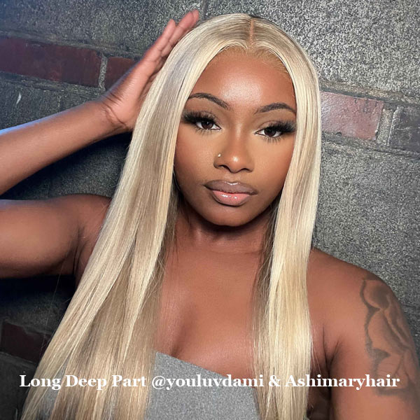Wear & Go Blonde Balayage on Brown Highlight Pre Cut 4x4 & 5x5 Transparent Lace Straight Wigs - Image 10