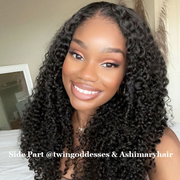 Pull Go 13x6 Full Glueless Lace Wig Transparent Lace Kinky Curly Wig Natural Black Color - Image 13