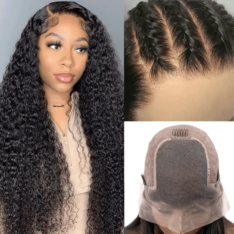 Pull Go 13x6 Full Wig Deep Wave Transparent Lace Frontal Wig Natural Black Color - Image 3