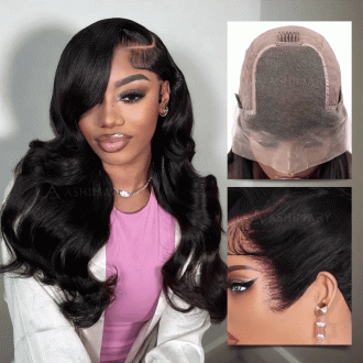 Pull Go 13x6 Full Glueless Wig Transparent Lace Front Wigs Body Wave Natural Black Ashimary Hair