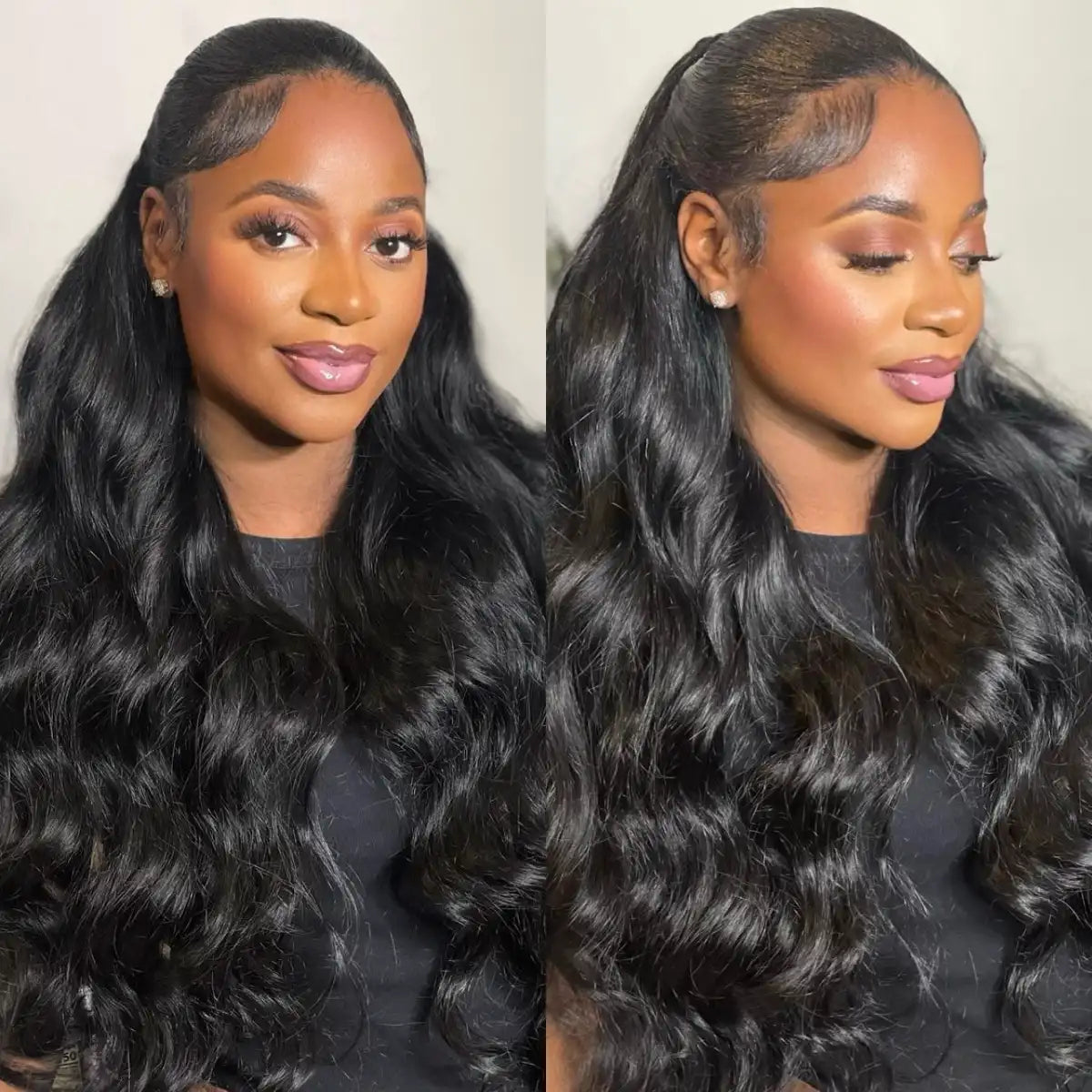 Pull Go 13x6 Full Glueless Wig Transparent Lace Front Wigs Body Wave Natural Black Ashimary Hair - Image 17