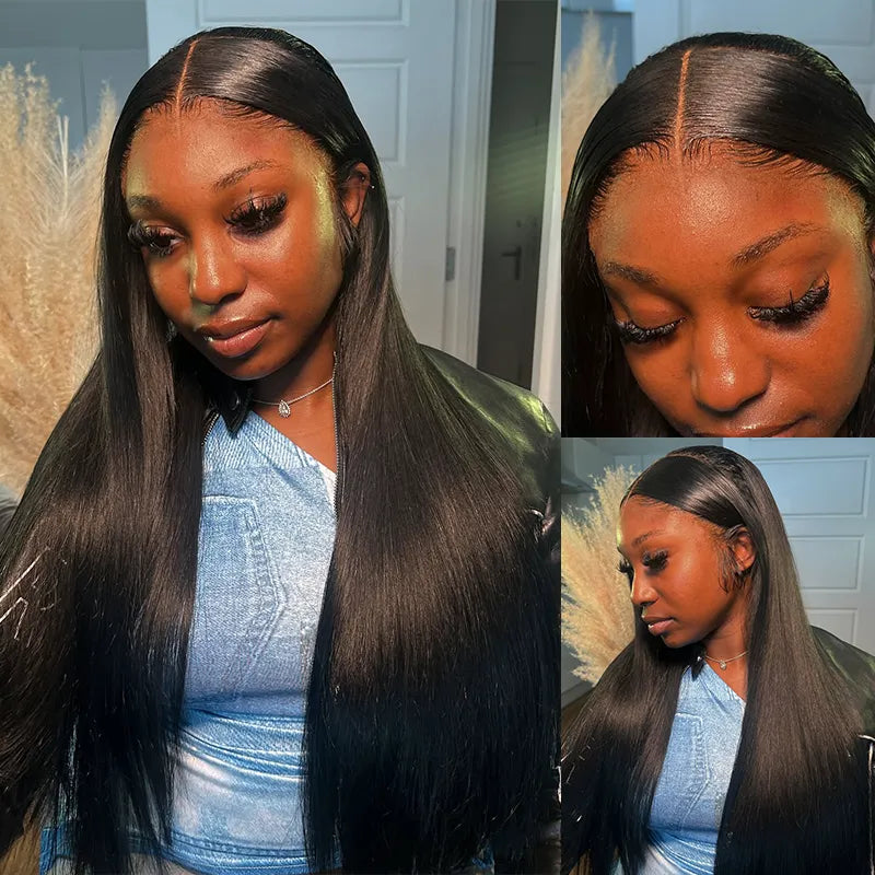 Flash Sale 13x6 Full Lace Frontal Wig Pre-Cut Lace Glueless Straight Human Hair Wig - Image 2