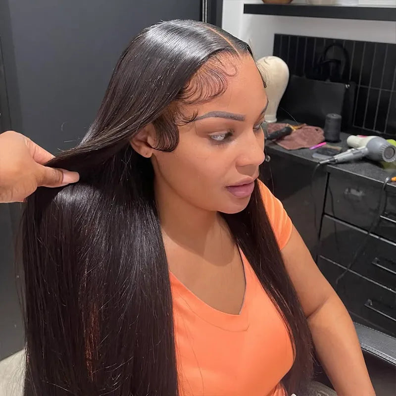 Flash Sale 13x6 Full Lace Frontal Wig Pre-Cut Lace Glueless Straight Human Hair Wig - Image 4