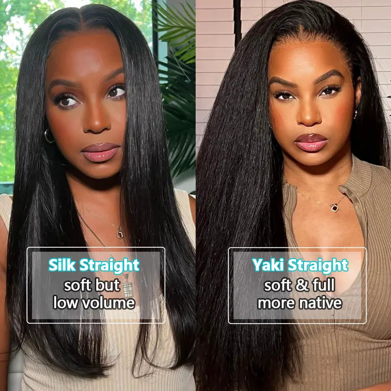 360 Lace Frontal Yaki Straight Wig Human Hair Pre Plucked Skin Lace Wig Light Yaki - Image 8