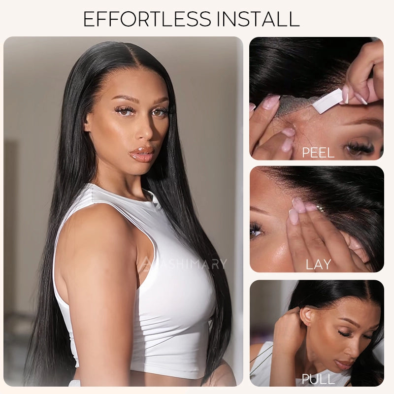 Ashimary Pull Go 13x6 Full Glueless Wig Transparent Lace Front Wig Straight Brazilian Human Hair - Image 10