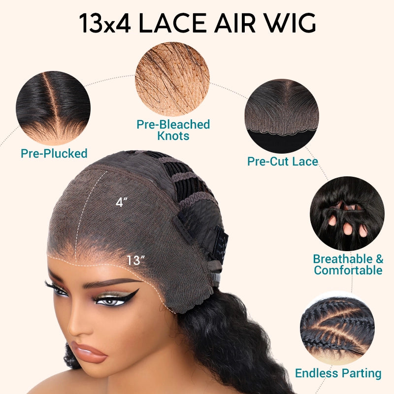 Air Wig|Upgrade 13x4 Pre Cut Lace Wear Go Glueless Deep Wave Wig with Pre Bleached Knots & Plucked Hairline - Image 6