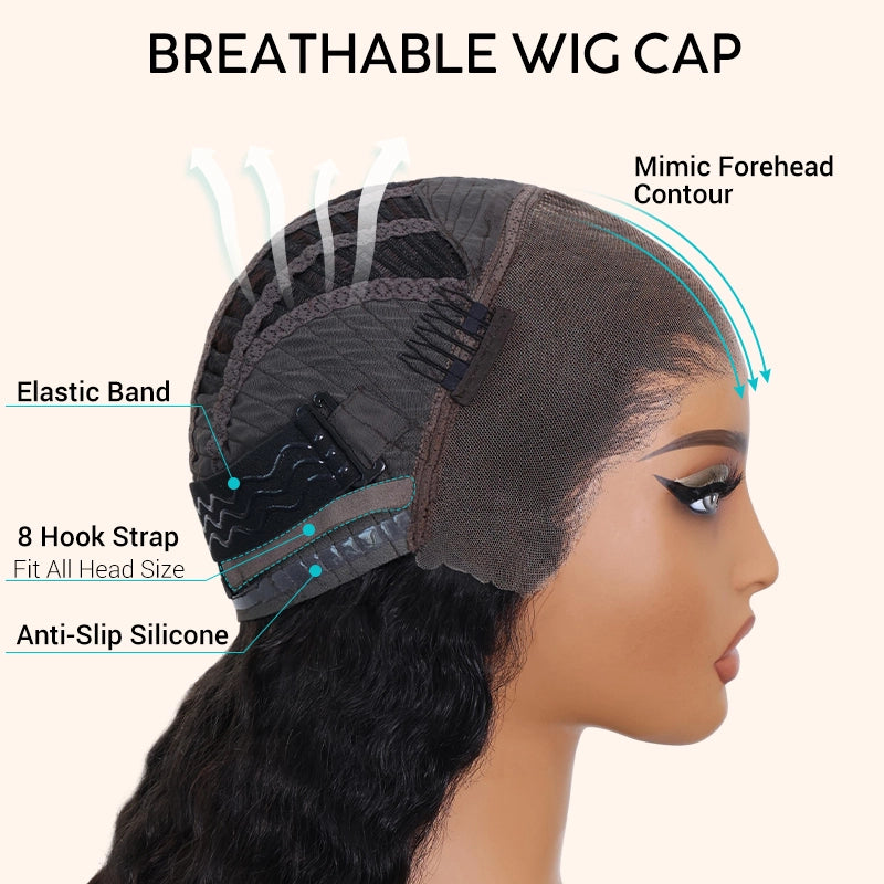 Air Wig|Upgrade 13x4 Pre Cut Lace Wear Go Glueless Deep Wave Wig with Pre Bleached Knots & Plucked Hairline - Image 7