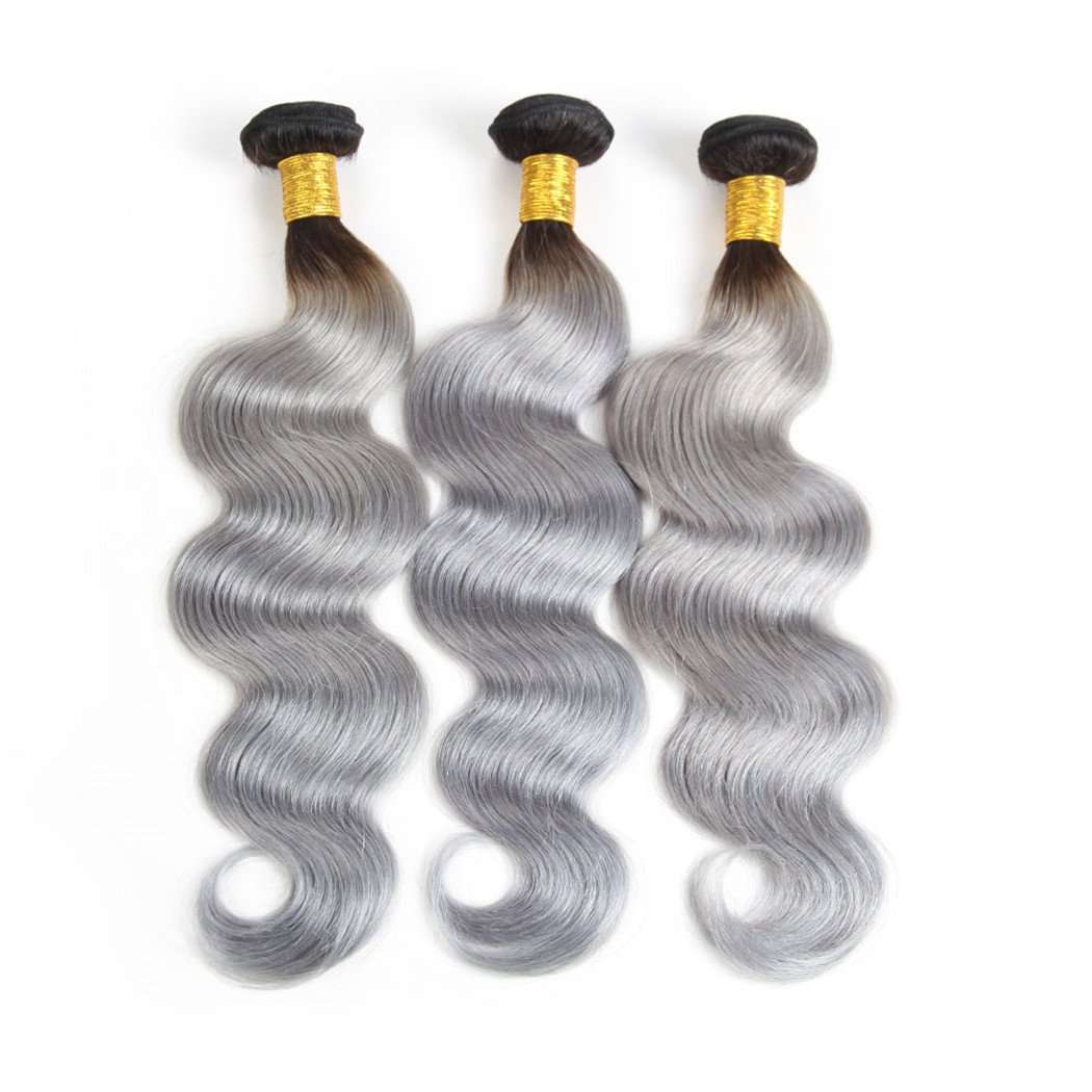 4 Bundles Grey Ombre Hair Body Wave Brazilian Human Hair Bundles - Image 7