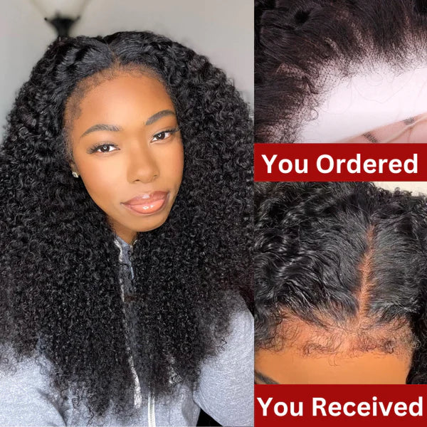 4C Edges Curly Baby Hair 13x4 HD Invisible Lace Frontal Kinky Curly Wigs Pre Bleached Knots Hair - Image 3