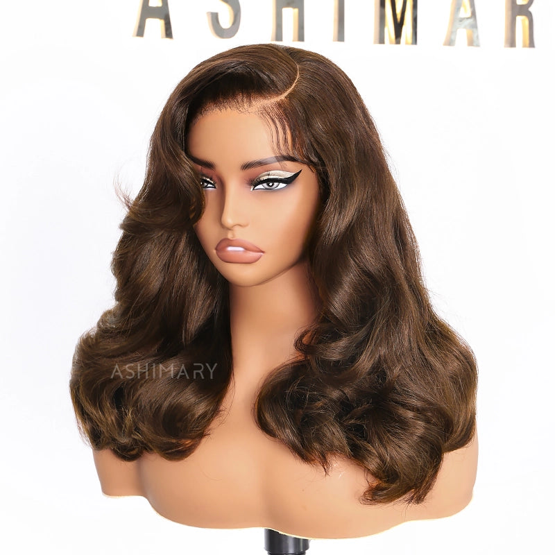 Glueless Pre-Styled Body WaveBob Wig Chocolate Brown Ready To Go Layer Wavy Human Hair Wig With Baby Hair - Image 5