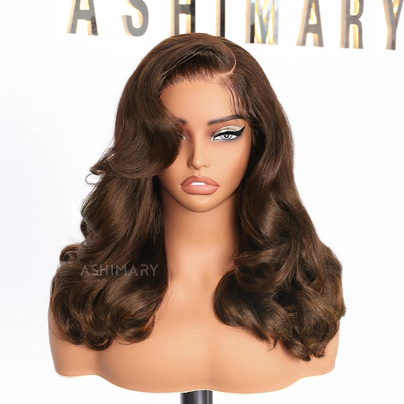 Glueless Pre-Styled Body WaveBob Wig Chocolate Brown Ready To Go Layer Wavy Human Hair Wig With Baby Hair - Image 9