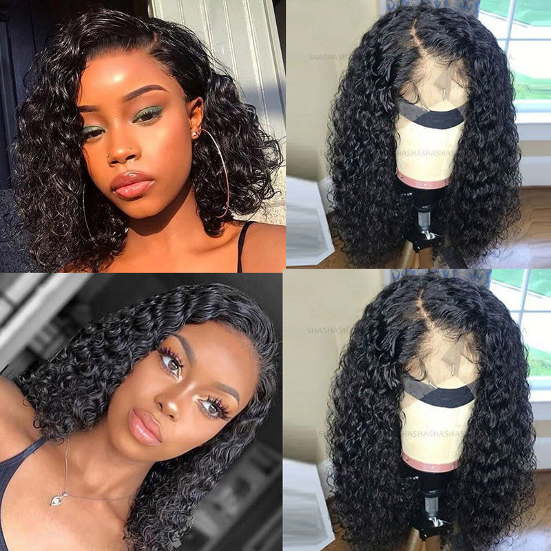 10A Short Kinky Curly Hd Transparent Lace Frontal Bob Wigs - Image 3