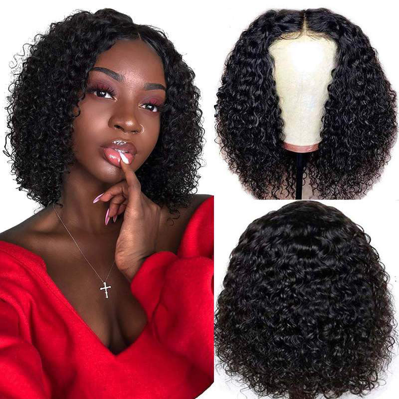 10A Short Kinky Curly Hd Transparent Lace Frontal Bob Wigs - Image 2