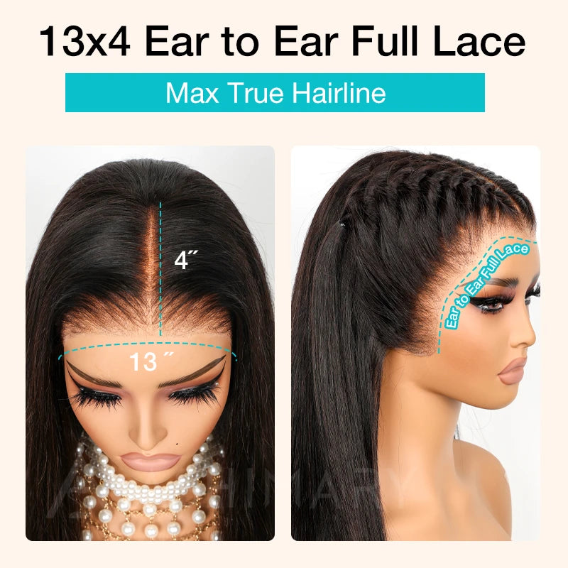 Double Drawn High Density Bone Straight Pull Go 13x4 Lace Bob Wig Lace Frontal Natural Black Glueless Wig - Image 16