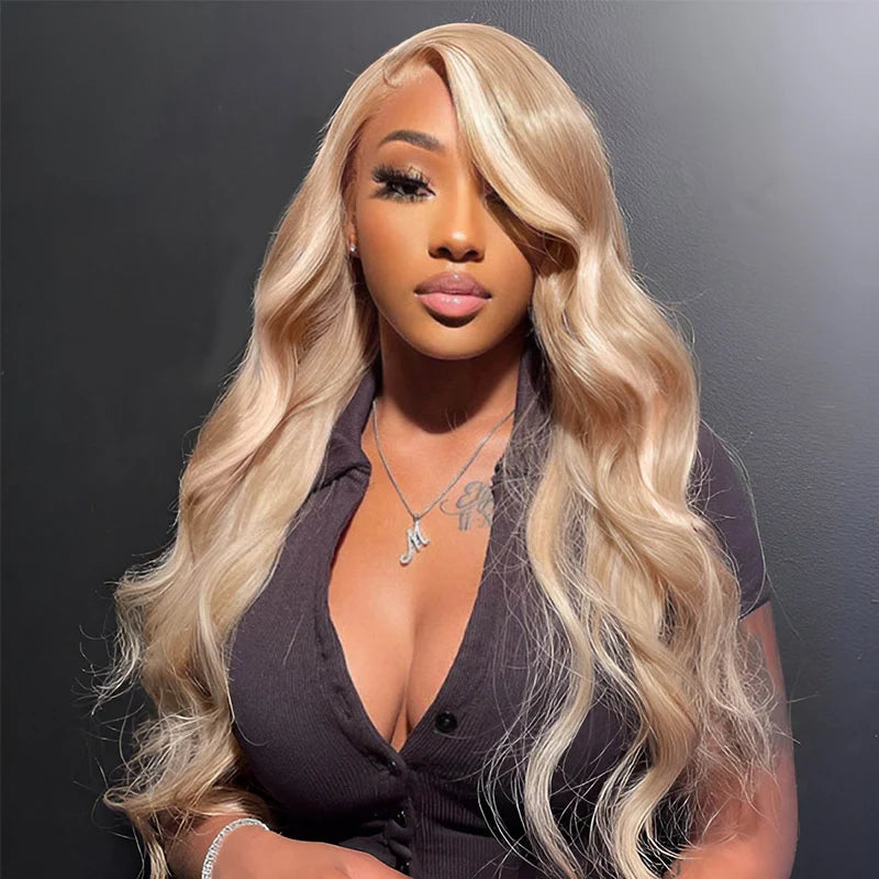 Customized Blonde Balayage on Brown Hair Transparent 13x4 &13x6 Full Lace Frontal Wig Ashimary Hair - Image 2
