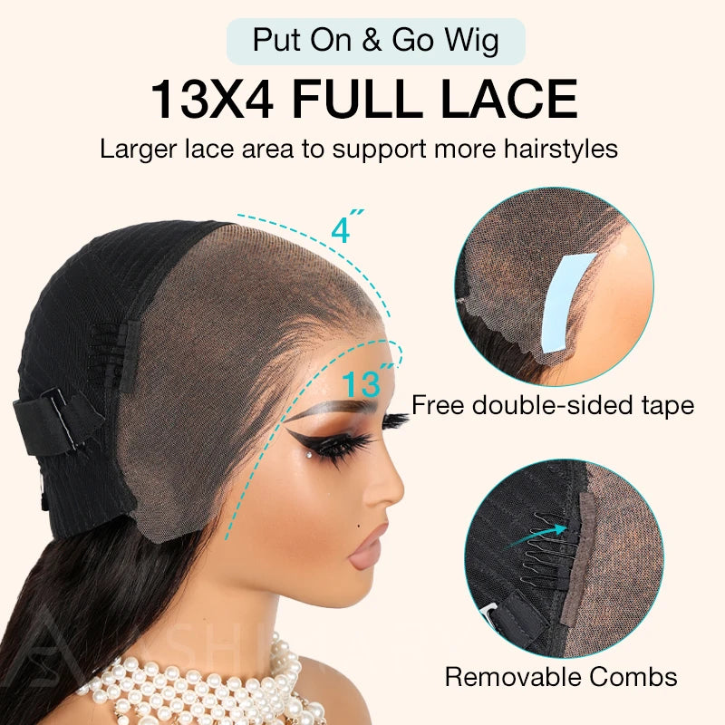 Effortless Wear & Go Glueless Highlight Straight 13x4 Lace Front Ready to Wear Wig Pre Bleach Knots & Plucked Hairline & Pre-cut Lace - Image 9