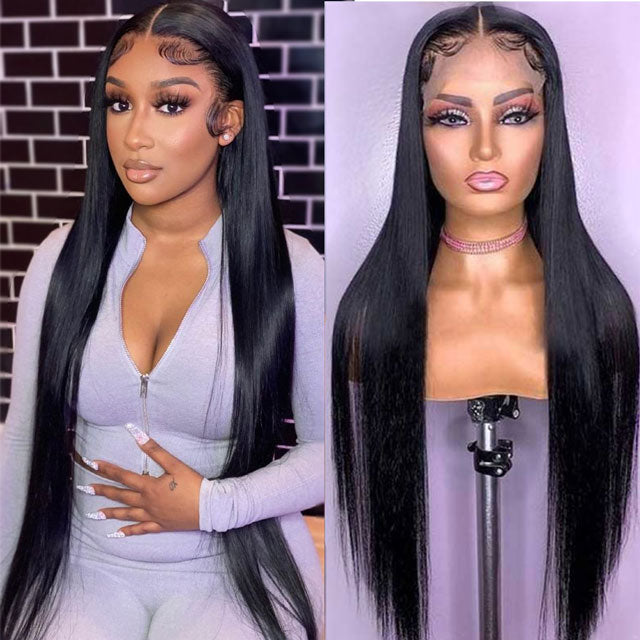 Glueless 5x5 HD Transparent Closure Wig Straight Brazilian Human Hair Natural Color - Image 8