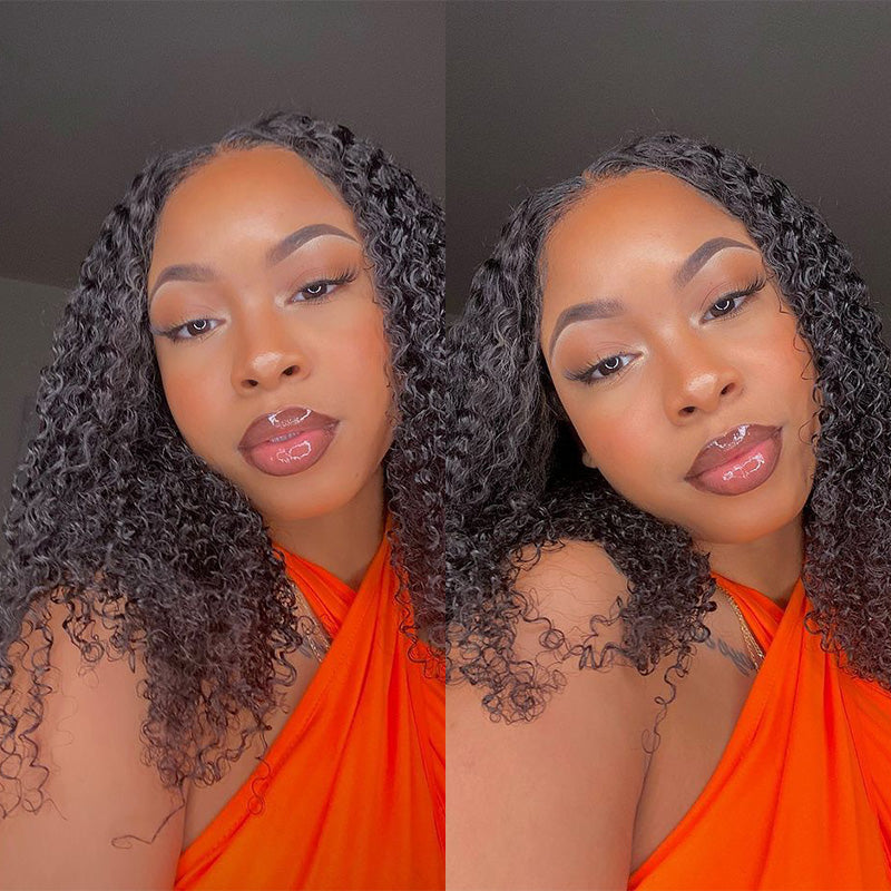 10A Short Kinky Curly Hd Transparent Lace Frontal Bob Wigs - Image 7