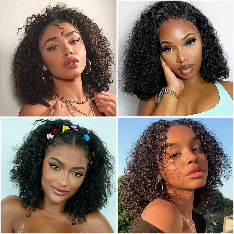 10A Short Kinky Curly Hd Transparent Lace Frontal Bob Wigs - Image 6