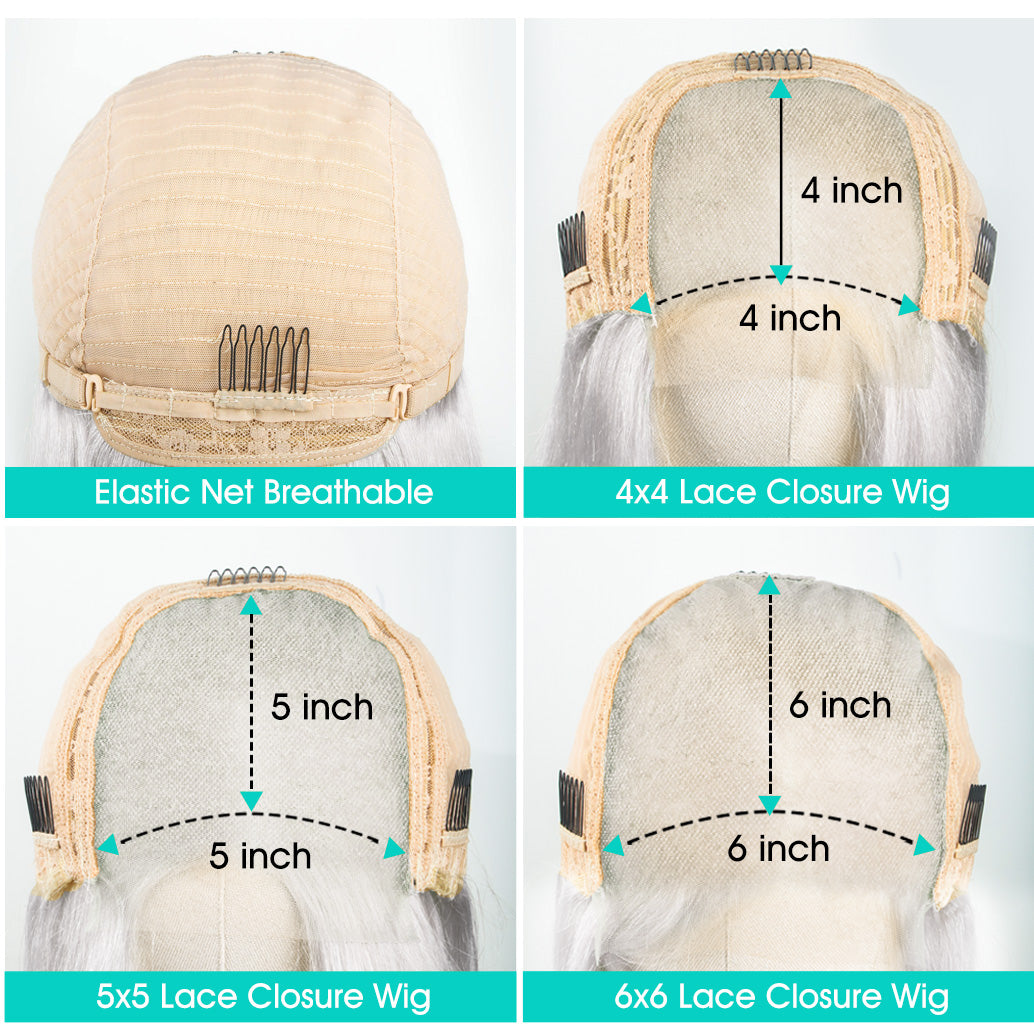 White 4x4 5x5 Glueless Lace Closure Wigs Straight Ashimary Virgin Hair - Image 4