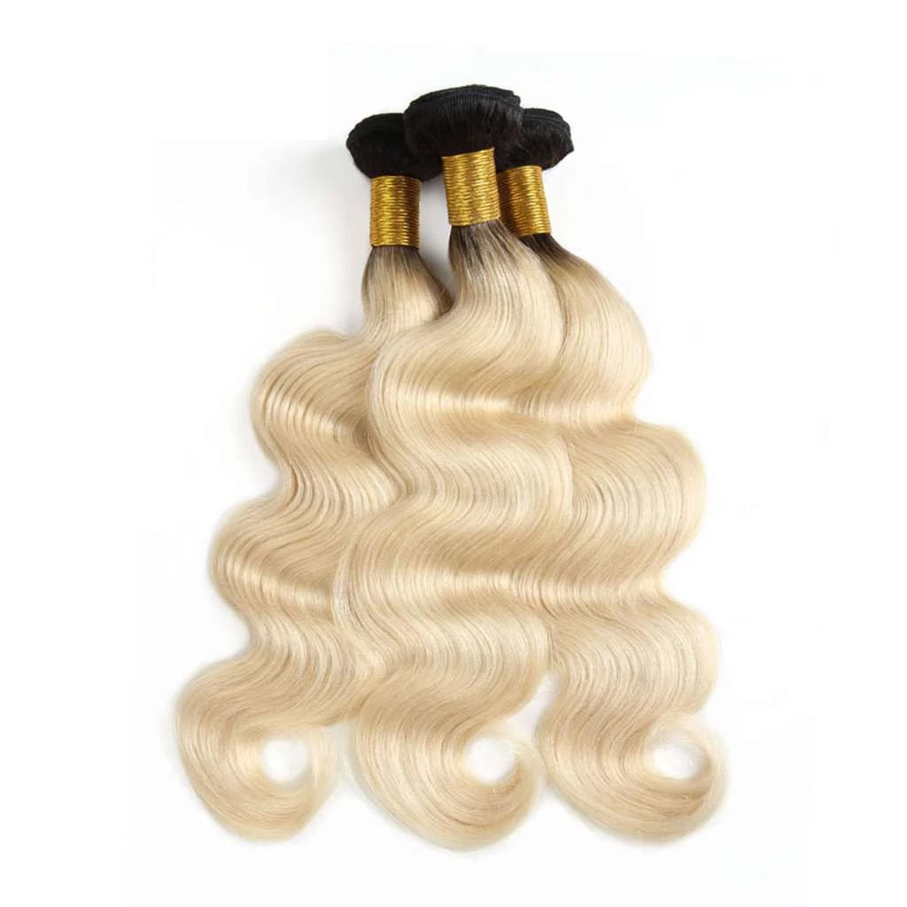 3 Bundles 1b/613 Ombré Blonde Hair Body Wave Brazilian Human Hair - Image 2