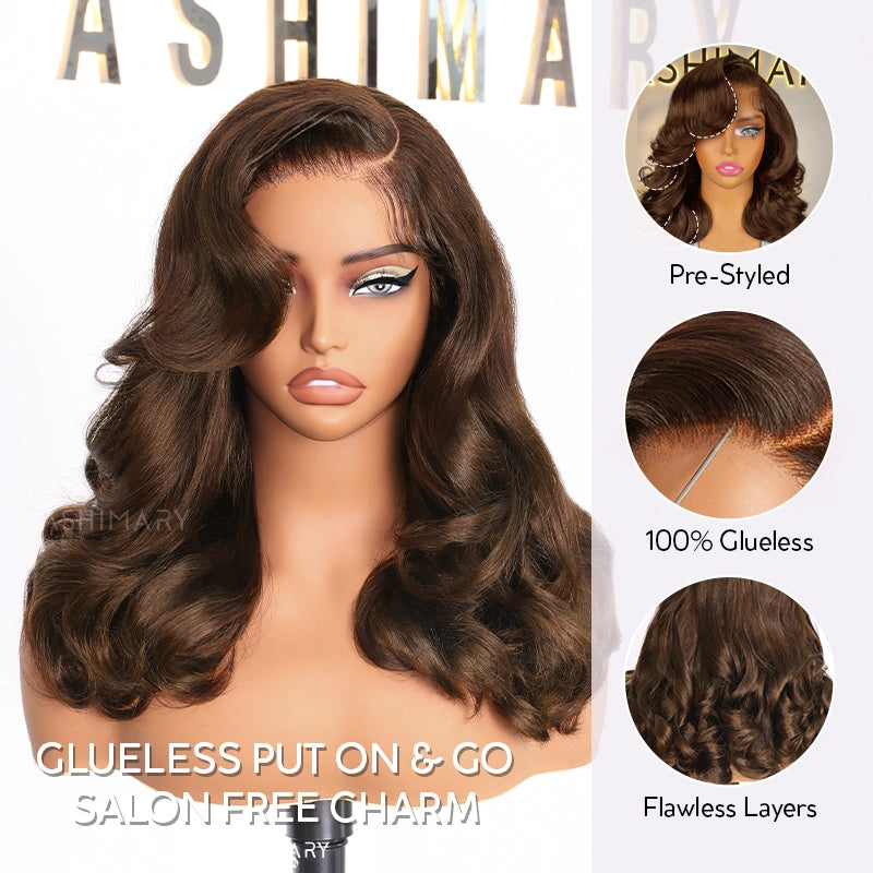 Glueless Pre-Styled Body WaveBob Wig Chocolate Brown Ready To Go Layer Wavy Human Hair Wig With Baby Hair - Image 7