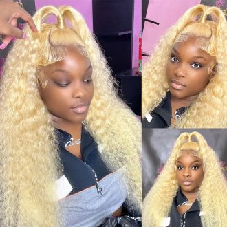 613 Blonde Water Wave 13x4 Lace Front Wig Transparent HD Lace Human Hair