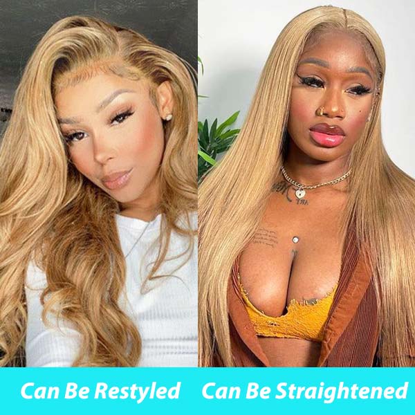 #27 Light Brown 13x4 13x6 Frontal Lace Wigs Pre-plucked Deep Wave Human Hair - Image 7