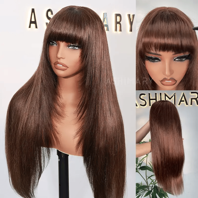 Pull Go 3x1 Lace Straight Wig True Scalp Bang Wig Glueless Pre-Styled Layered Human Hair - Image 2